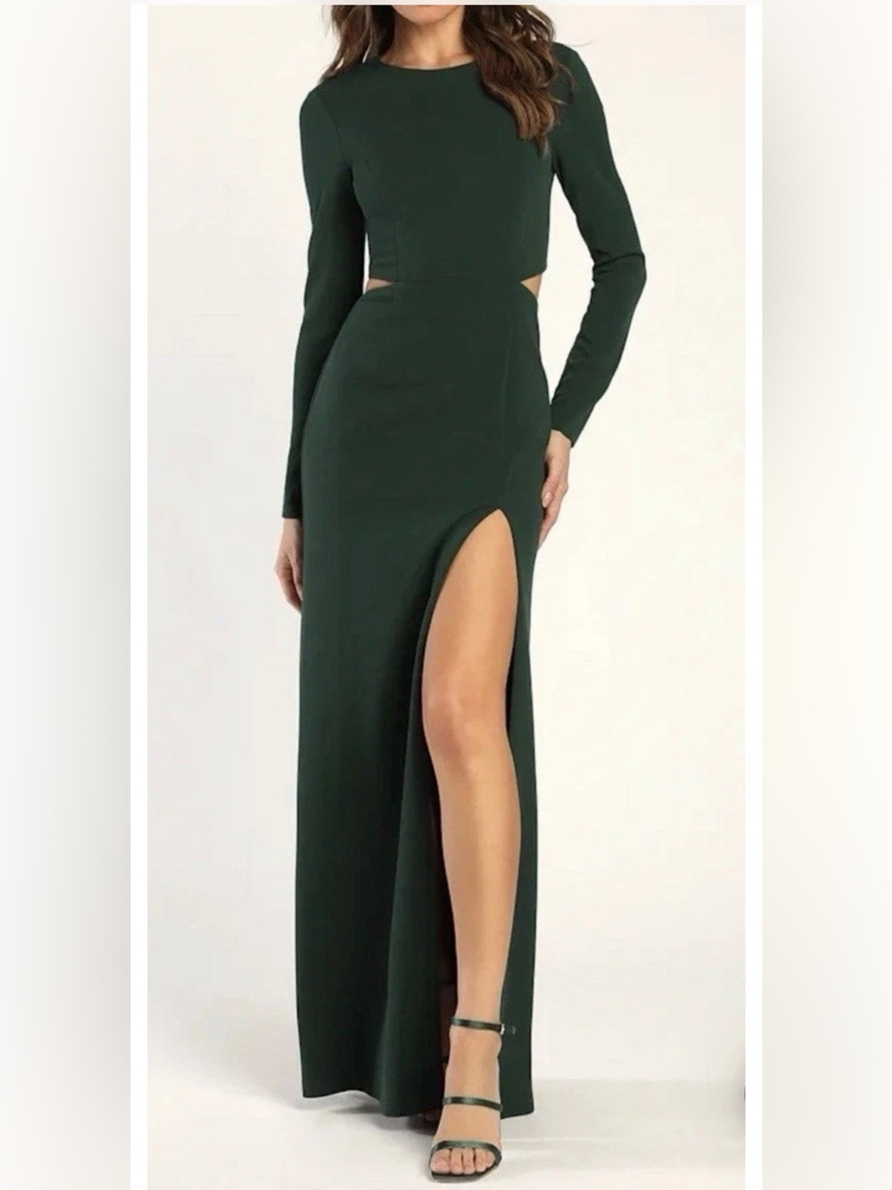 Lulu's Women’s NWT Solid Cut Out Long Sleeve Maxi Skirt with High Slit